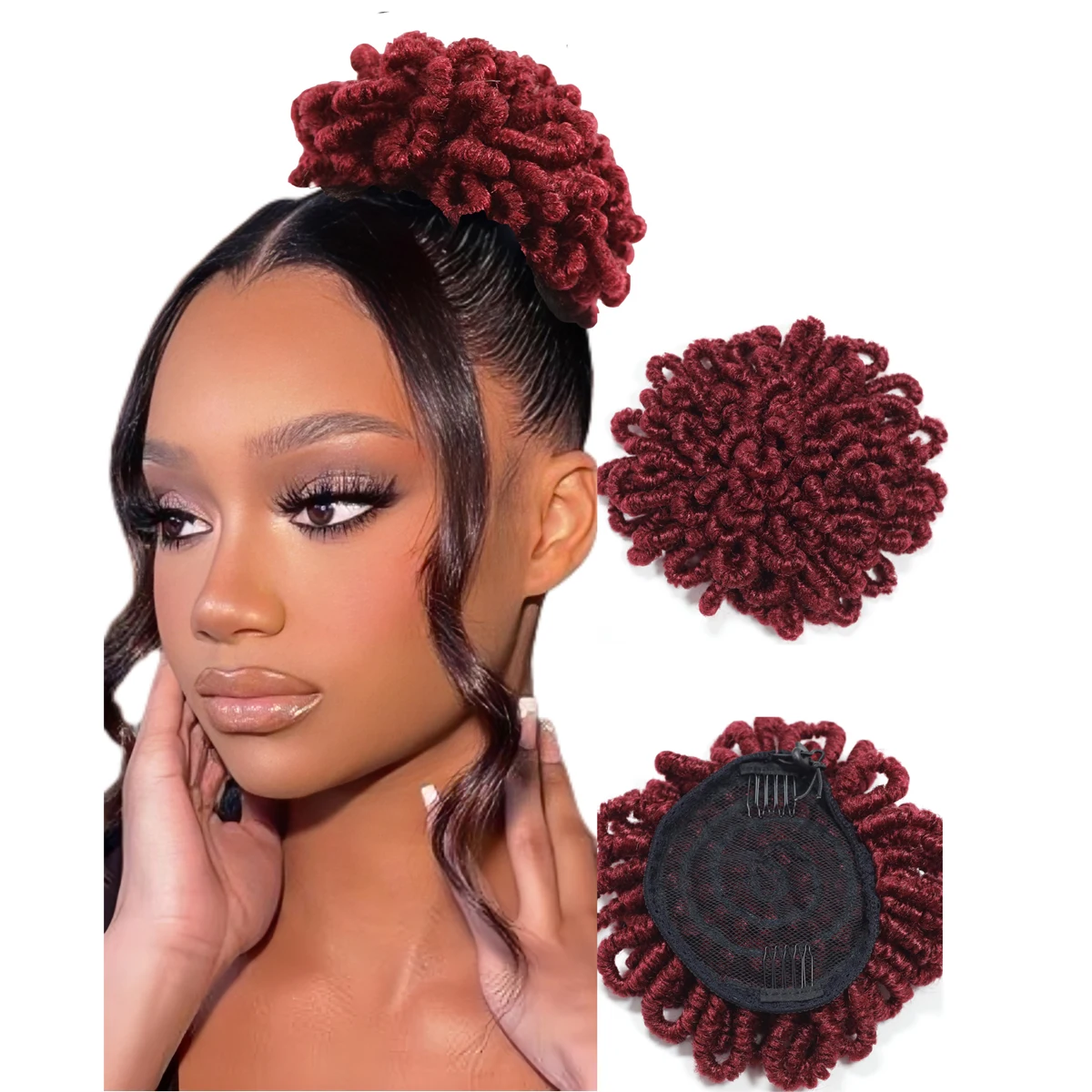 المرأة الأزياء الاصطناعية المجدل الشعر التبعي رقيق كعكة شعر مستعار سحب حبل النمط الأفريقي رقيق حقيبة الشعر للتصفيف