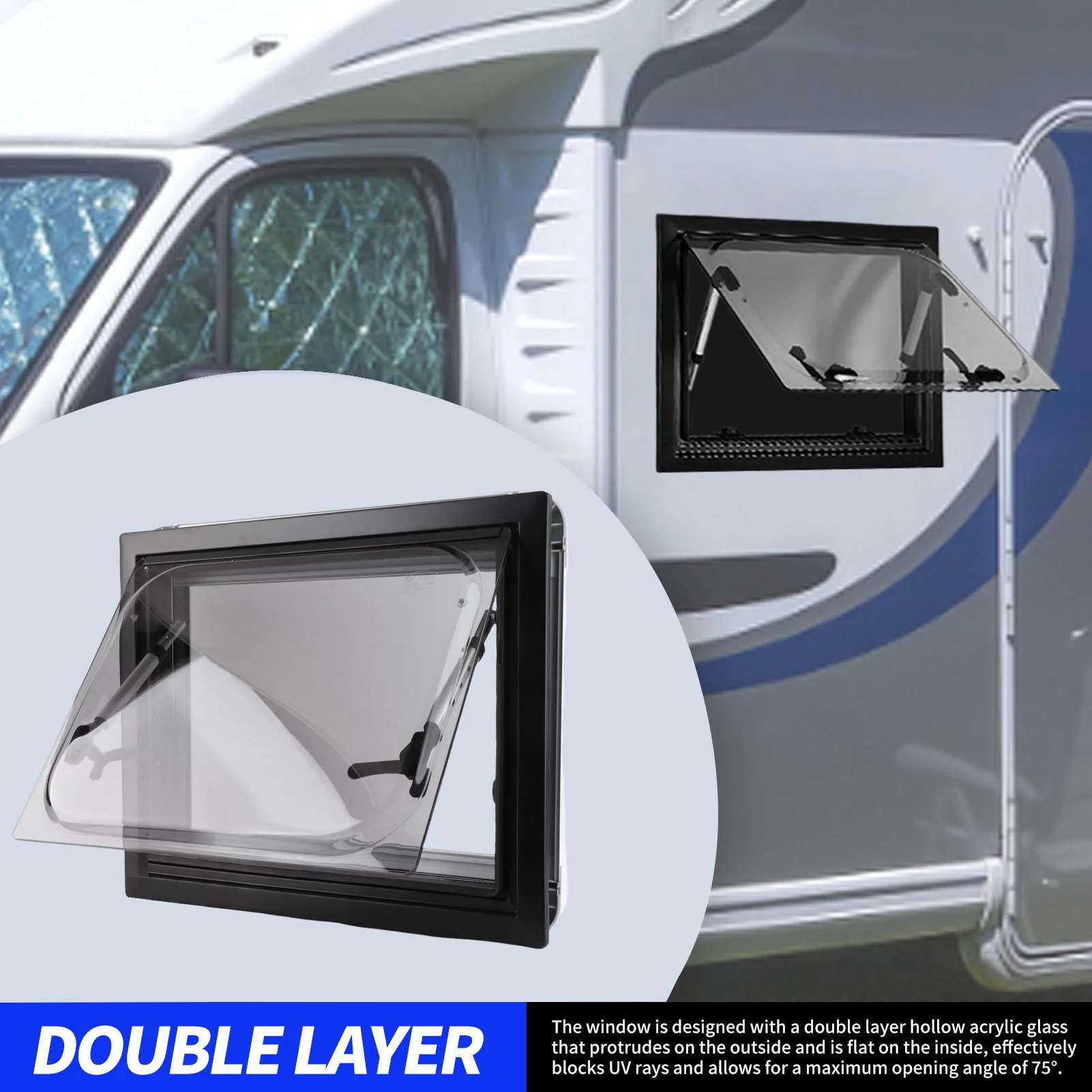 

Окно RV 20x16 дюймов с солнцезащитным козырьком, двухслойное, устойчивое к ультрафиолетовому излучению, прямоугольное выдвижное окно для прицепа, дома на колесах, окно RV