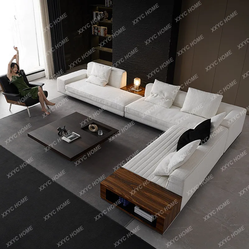 Minimalist Roger Fabric Sofa Concubine Large Flat Cream Wind Living Room Combination Corner Sofa