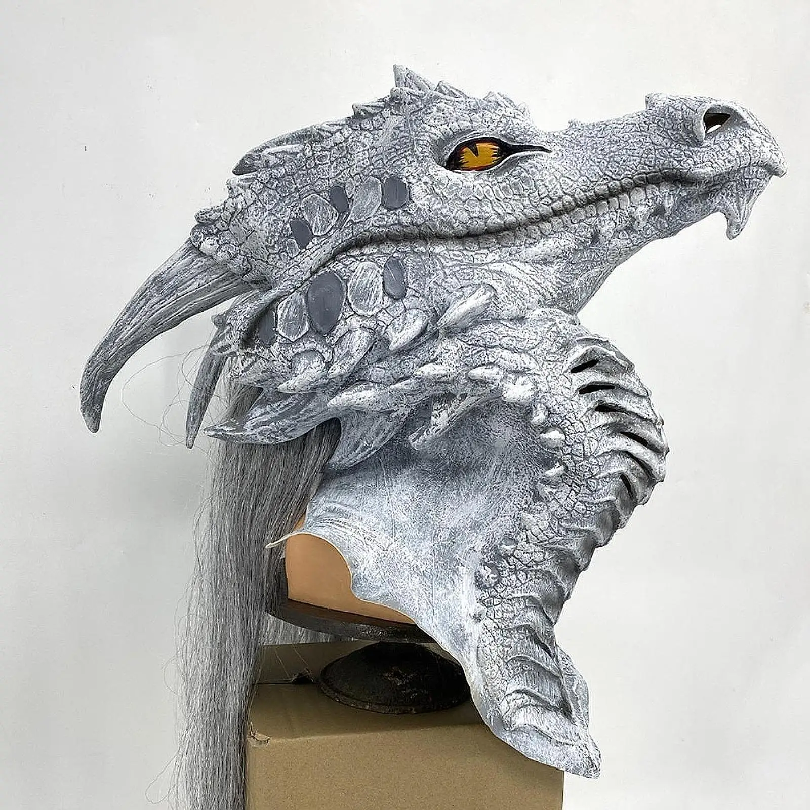 Máscara de dragão cosplay traje capa de cabeça para festival fantasia vestido carnaval