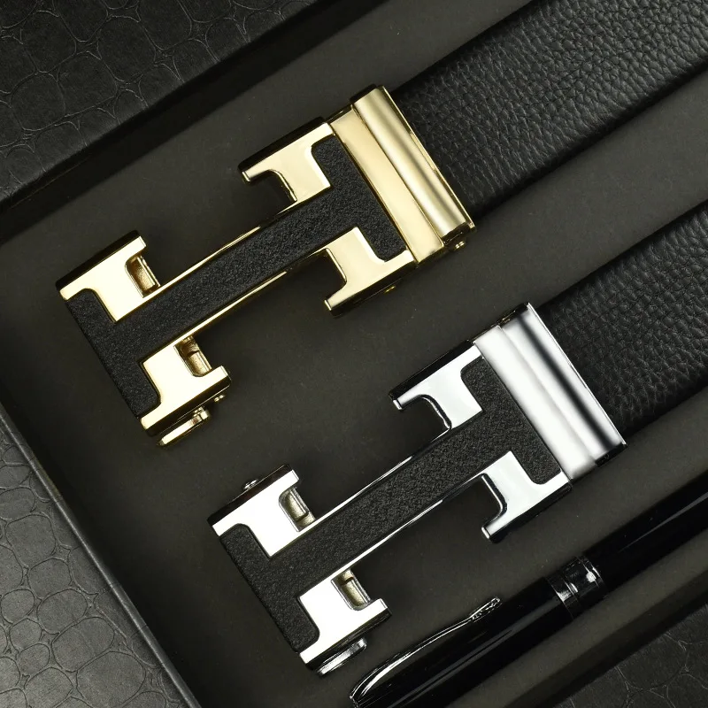 Легкий роскошный модный мужской пояс с автоматической пряжкой и высококачественными кожаными буквами, простой и зрелый мужской ремень