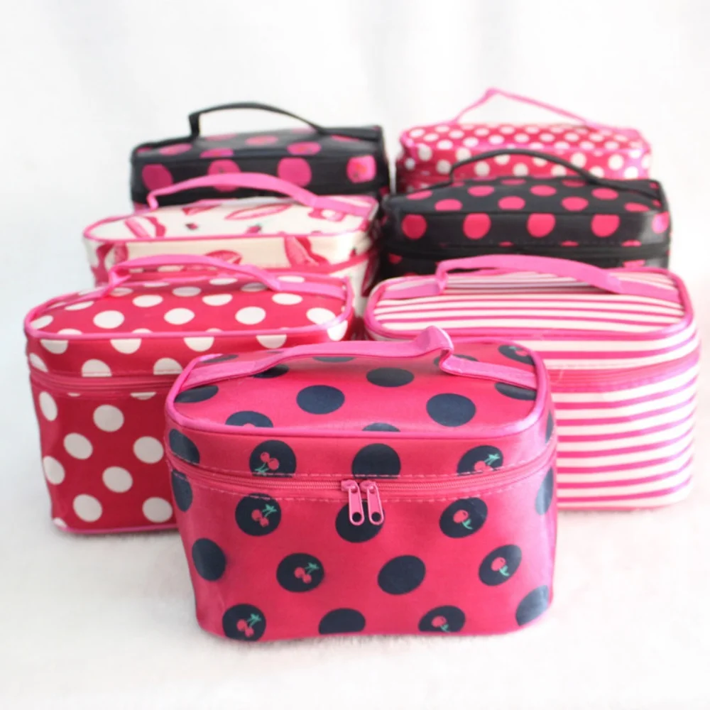 Dot Makeup Bag Travel Portable Large Capacity Toiletry Organizer Storage Box Carry On Waterproof Handbag Cosmetic Bag Wash Bag