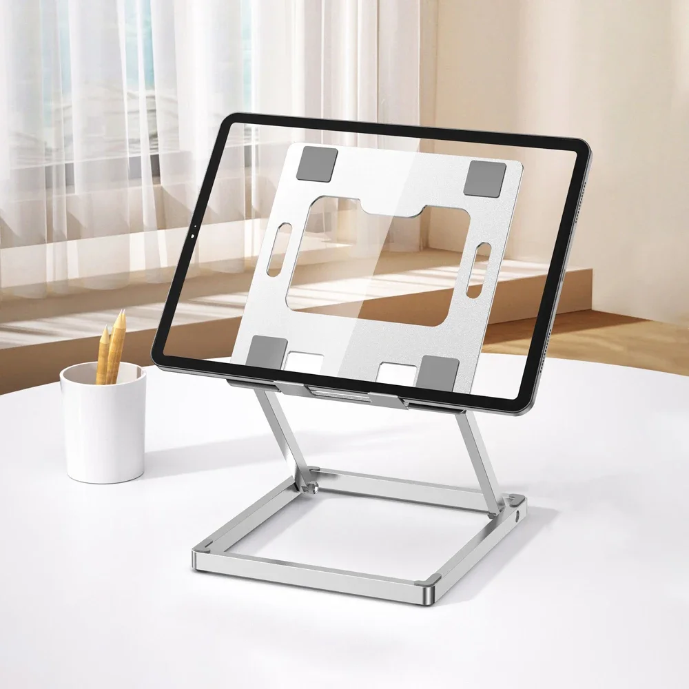

Multi-Angle Aluminum Tablet Stand Holder Adjustable 7-13" IPad/Samsung, Foldable Desktop & Bed Mount with Non-Slip Silicone Base