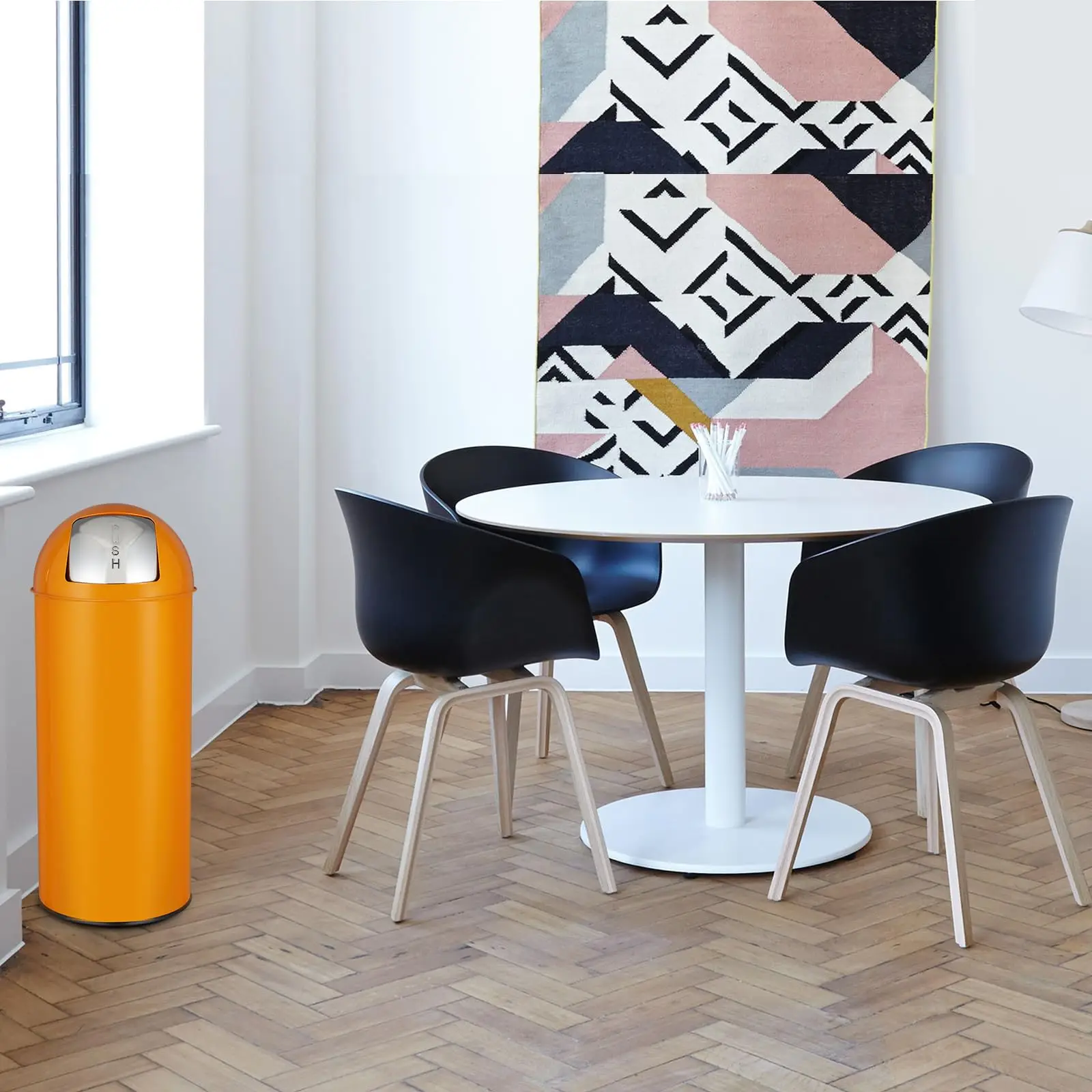 17 Gal / 65L Push Lid Trash Can Commercial Grade Brushed Stainless Steel for Outdoor/Kitchen,Home, Office, Restaurant,Restroom