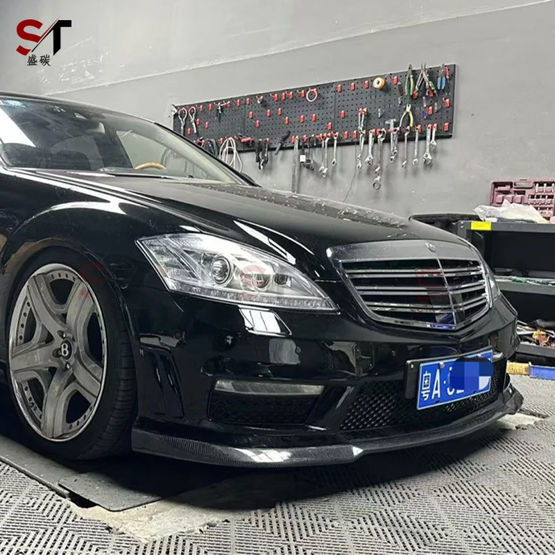 مناسبة لمرسيدس بنز S-Class W221 ألياف الكربون الجبهة الشفاه الجافة الكربون الجبهة مجرفة الذقن سيارة الناشر تعديل طقم الجسم
