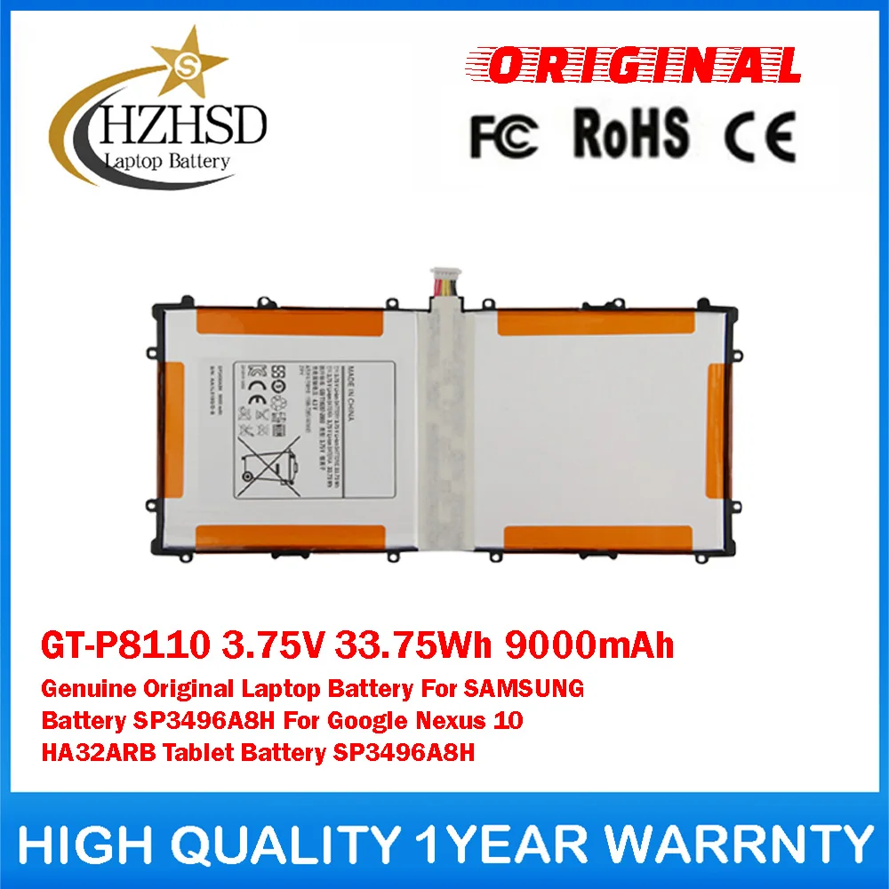 GT-P8110 3.75V 33.75Wh 9000mAh Genuine Original Laptop Battery For SAMSUNG Battery SP3496A8H For Google Nexus 10 HA32ARB Tablet