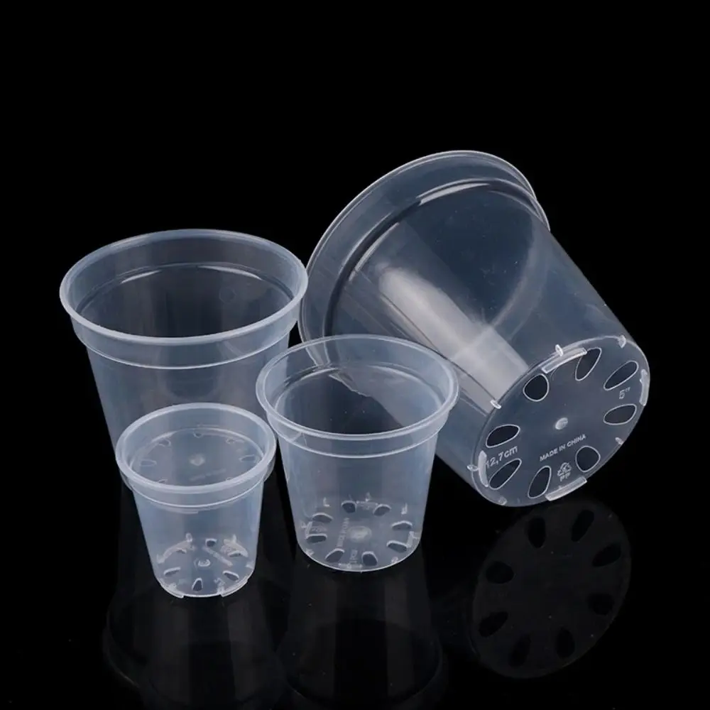 

New DIY Planter Pot Plastic Transparent Round Starting Pot Large Capacity Anti-Deformation Orchid Nursery Container Home