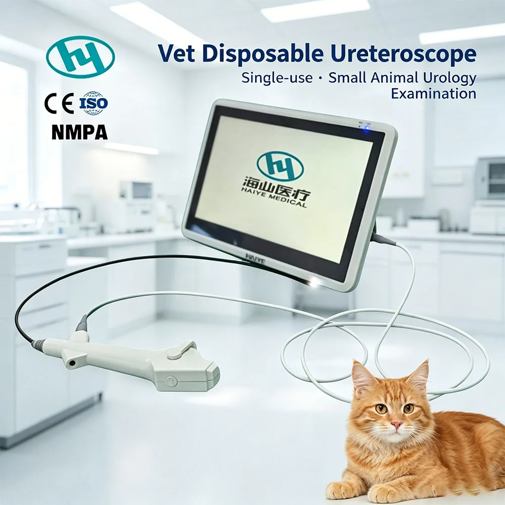 Portable Electronic Disposable Veterinary Ureteroscope 120 Degrees Clear Vision Instrument For Pet Animal Ureteral Blockage Remo