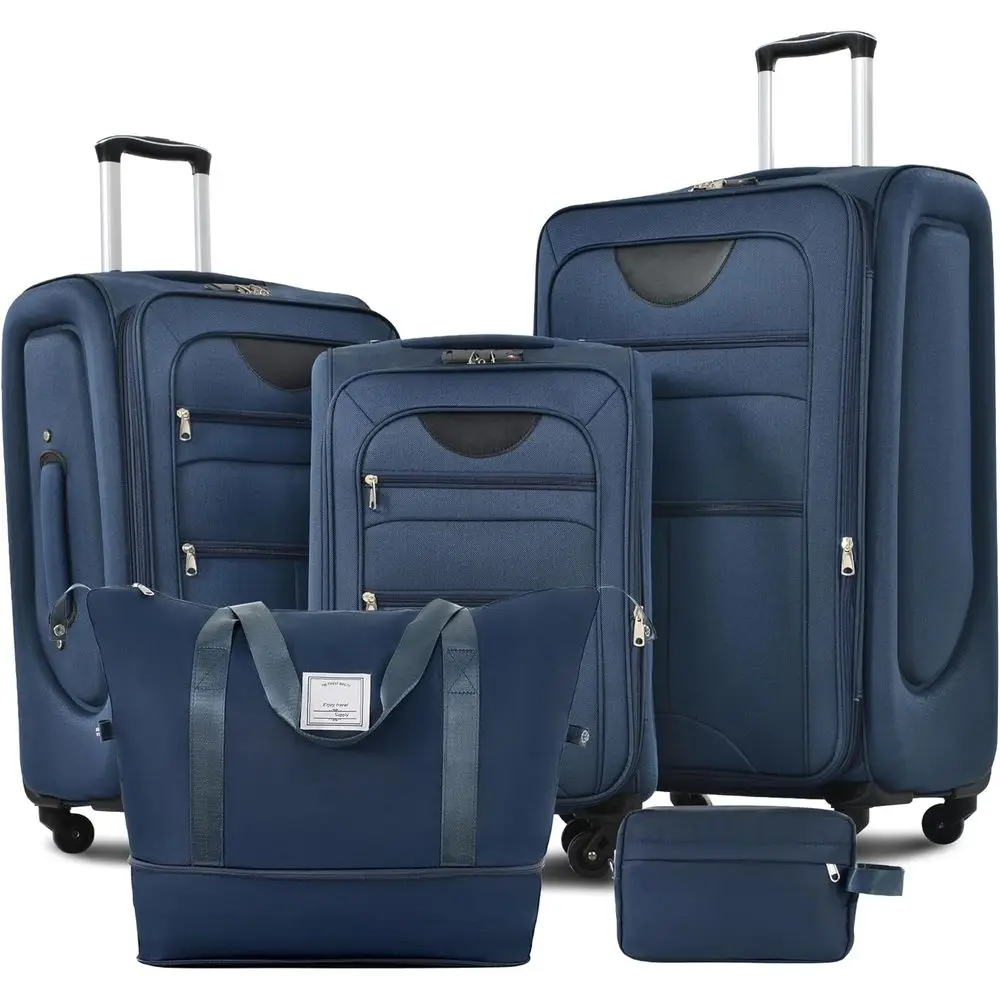 

5-Piece Expandable Lightweight Durable Shell Suitcase Set with Spinner Wheels and TSA Lock