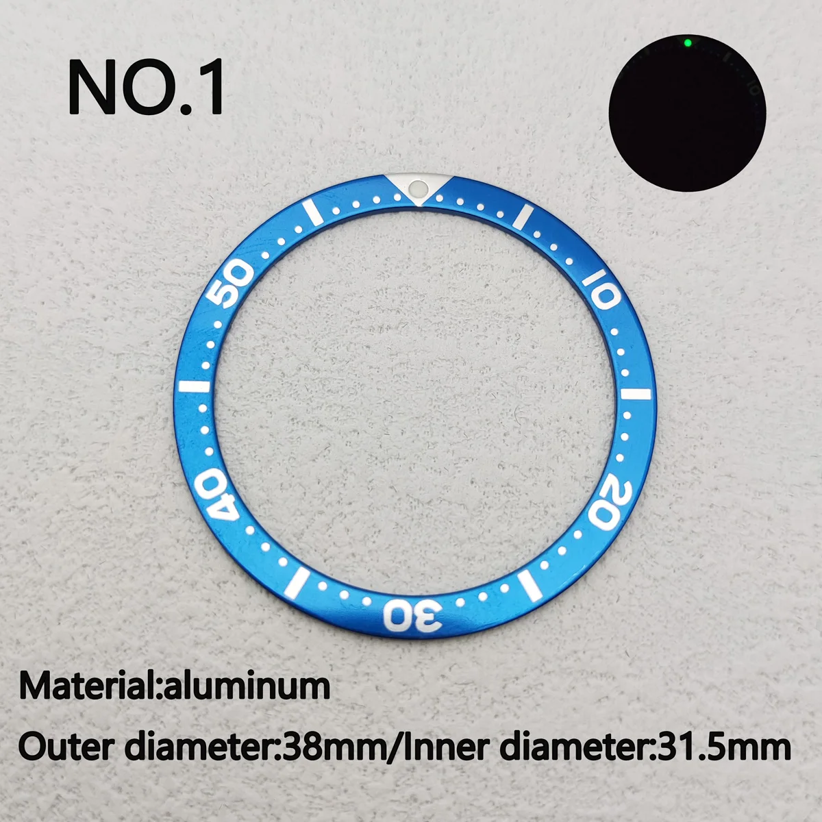 Flat aluminum Bezel Insert 38mm*31.5mm substitute watch insert ring luminous celebrities Watch Accessories 18