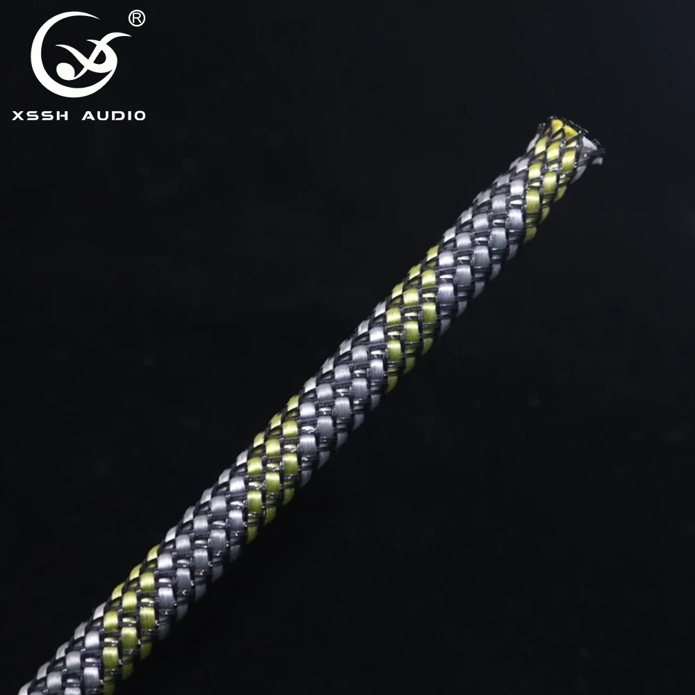 10m 3 ~ 20mm xssh áudio oem hifi escudo tela de suspensão tecido rayon nylon algodão malha de malha de pele de cobra cabo trançado tubo de manga