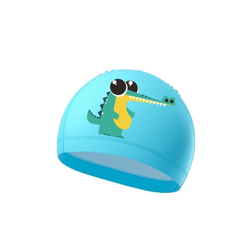 أطفال قبعة السباحة للماء بولي Fabric النسيج لطيف الكرتون الحيوان دولفين حماية آذان الشعر الطويل بنين بنات قبعات حمام سباحة مريحة