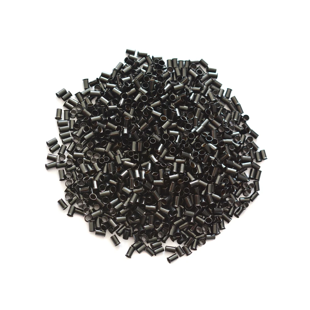 1000 Pcs Hair Extensions 3.4mm Tubes Black /Dark Brown Copper Hair Ring Beads Euro Lock Flared Micro Beads Rings view 4