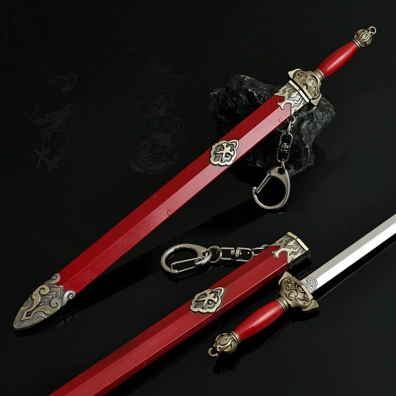 22 CM Chinese Oude Zwaard Yue Nv Blade Koud Wapen Metalen Ambachtelijke Model Collectible Bureau Ornamenten Creatief Cadeau voor Jongen Jongen Speelgoed