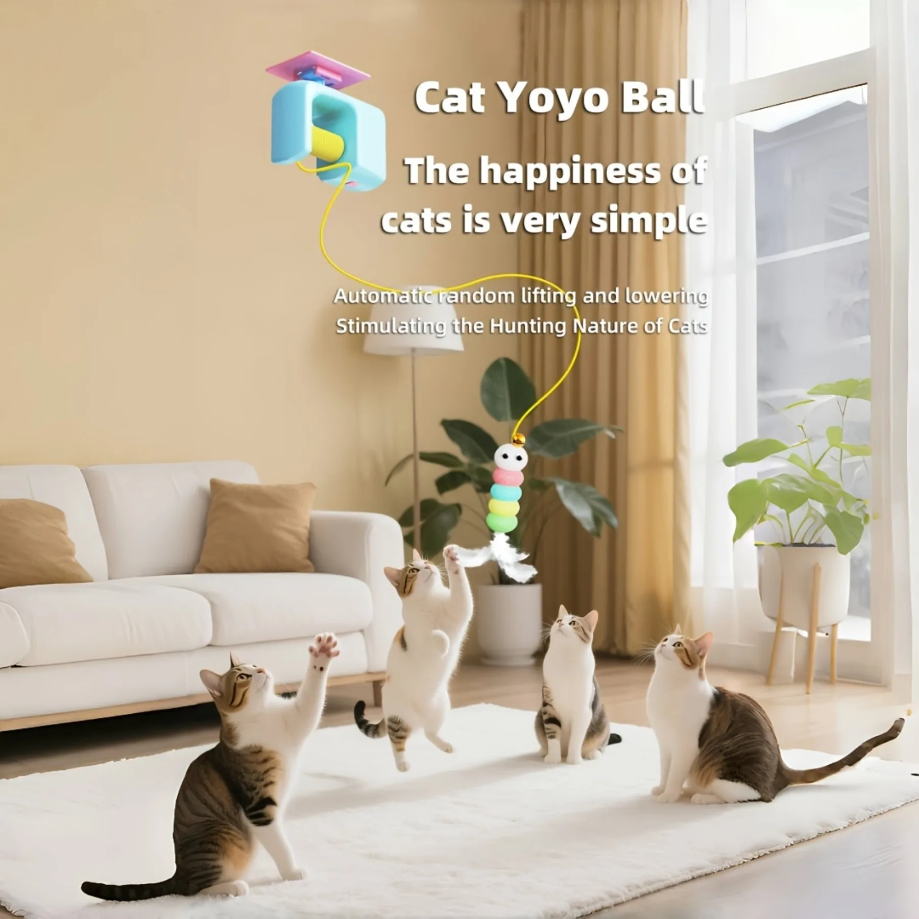 Electric Interactive Cat Teasing Stick Toy Elastic Rope Automatic Flying Bird Cat Toy Pet Stress Relief Toys for Cats