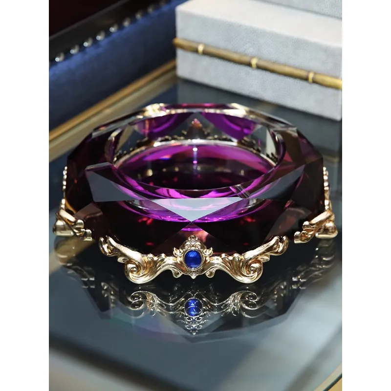 

Luxury ashtray creative personality trend crystal glass European large home living room office ashtray