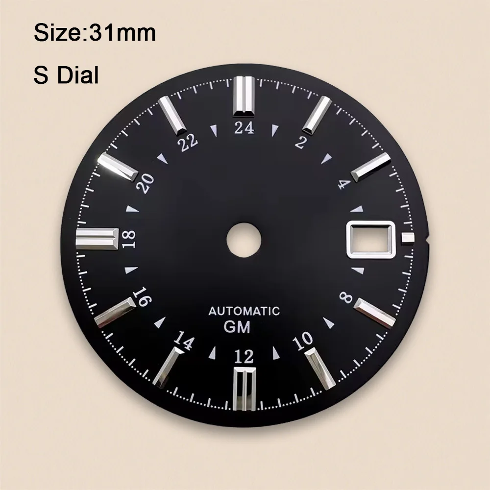 New 31mm G S Logo GMT Dial Fit NH34 Japan Movement Sunburst/Matte Solid Nail Dial Watch Modification Accessories