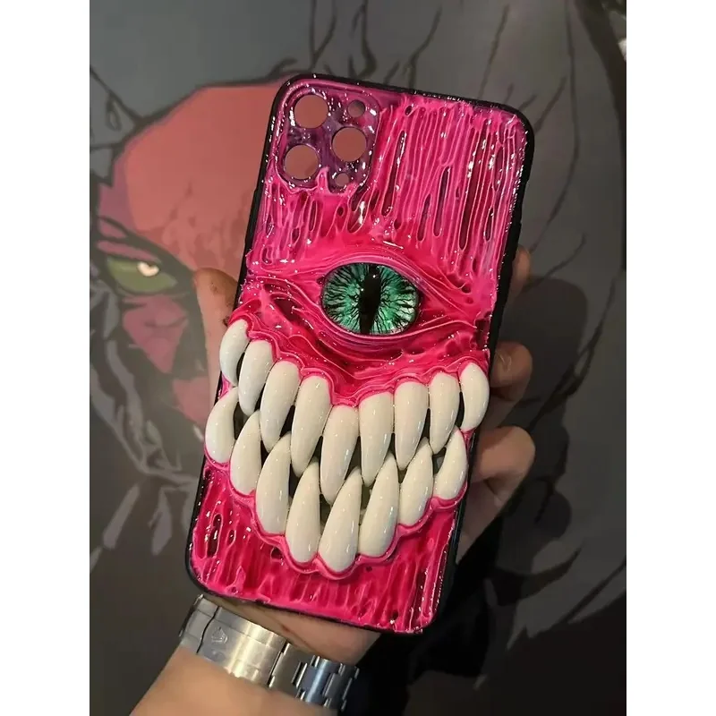 3D cool eyeball tentacle Cthulhu eye phone case, compatible with iPhone 17, 16, 15, 14, 12 Pro Max, 11, made of soft silicone.