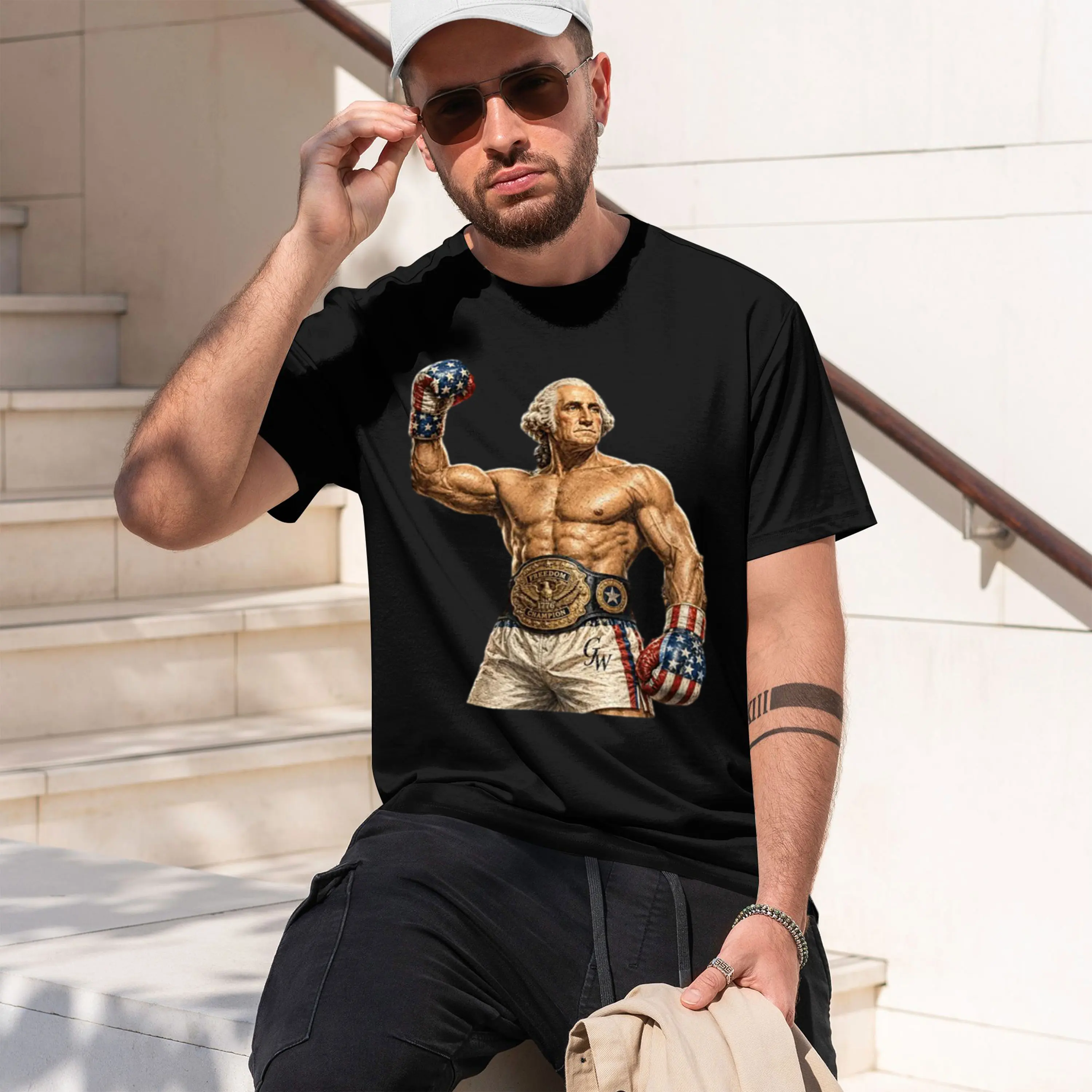 Undefeated Since 1776 4Th Of July Funny KO Boxing Vintage T-Shirt Summer Short-Sved Breathable Sweat-Wking Versatile Trendy 2026