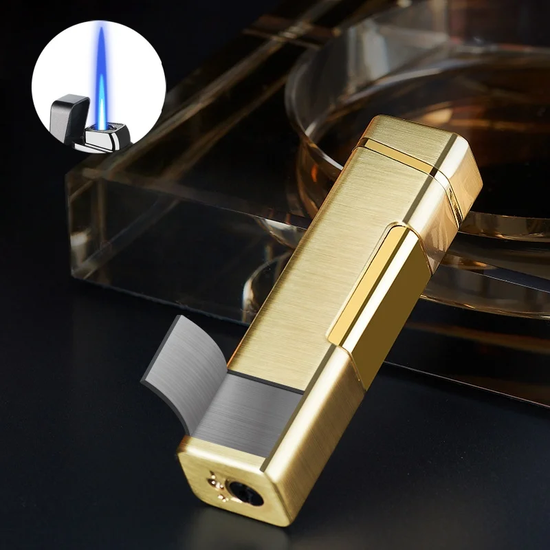 

Hot sales New Clearance Price Metal Direct Charge One Click Ignition Texture Brushed Windproof Butane Cycle Inflatable Lighter