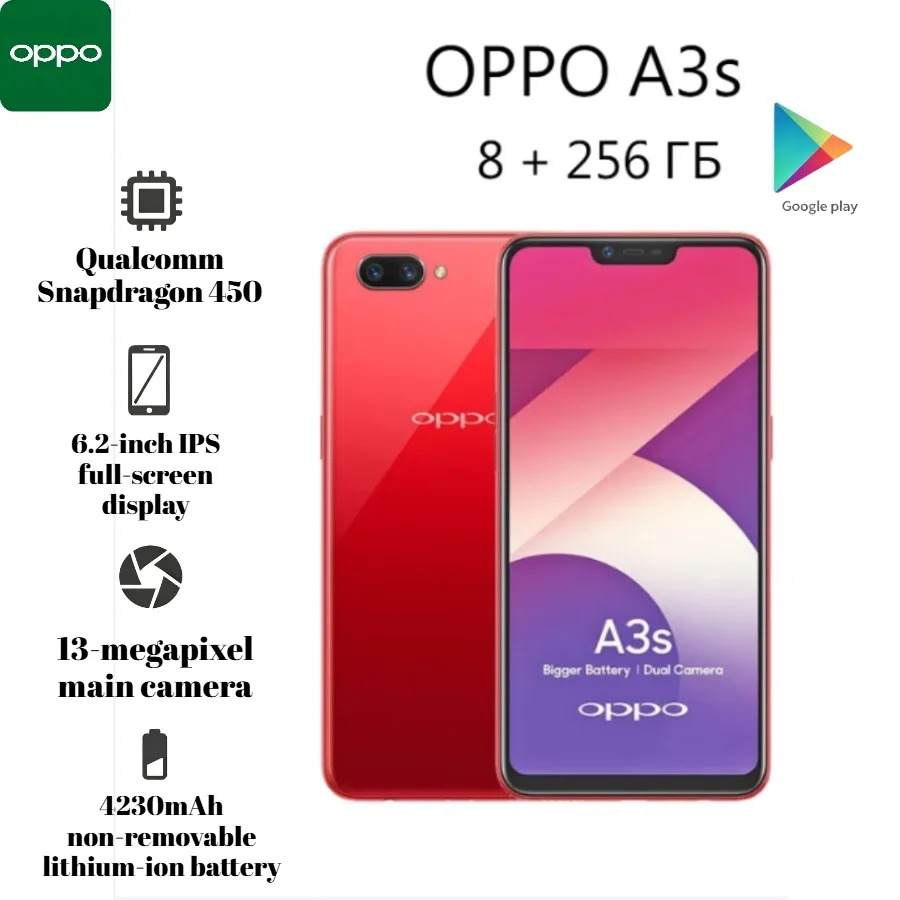 The latest 2026 Global OPPO A3s 4G 6+128GB Expand RAM 4230mAh Long Battery Cheap Unlocked Global Android Smartphone