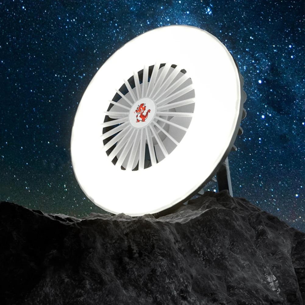 Camping Fan with LED Light Camping Fan Light Type C USB Charging Market Booth Fan Light with Hook 2 in 1 for Hiking Camping