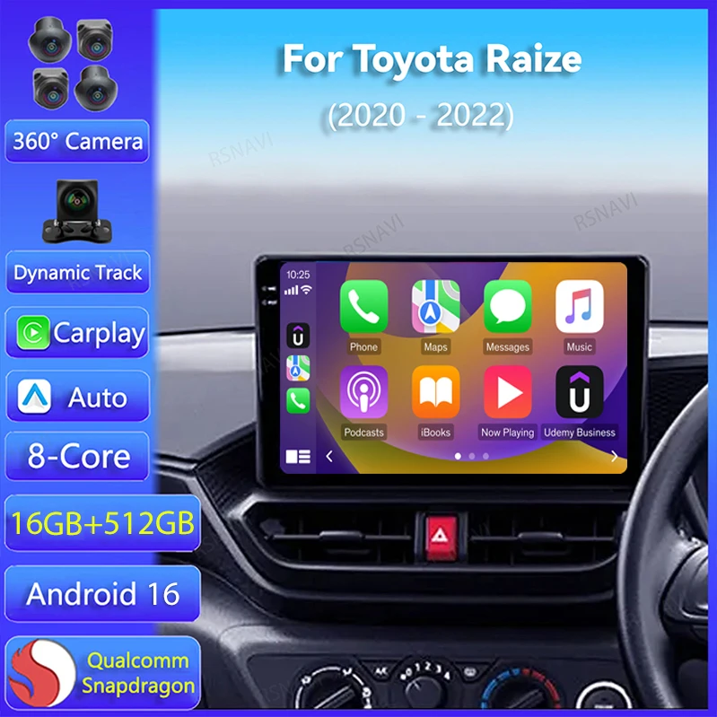 Android 16 Carplay Auto For Toyota Raize 2020 2021 2022 Multimedia Navigation Car Radio Player Video WIFI+4G Stereo Touch Screen
