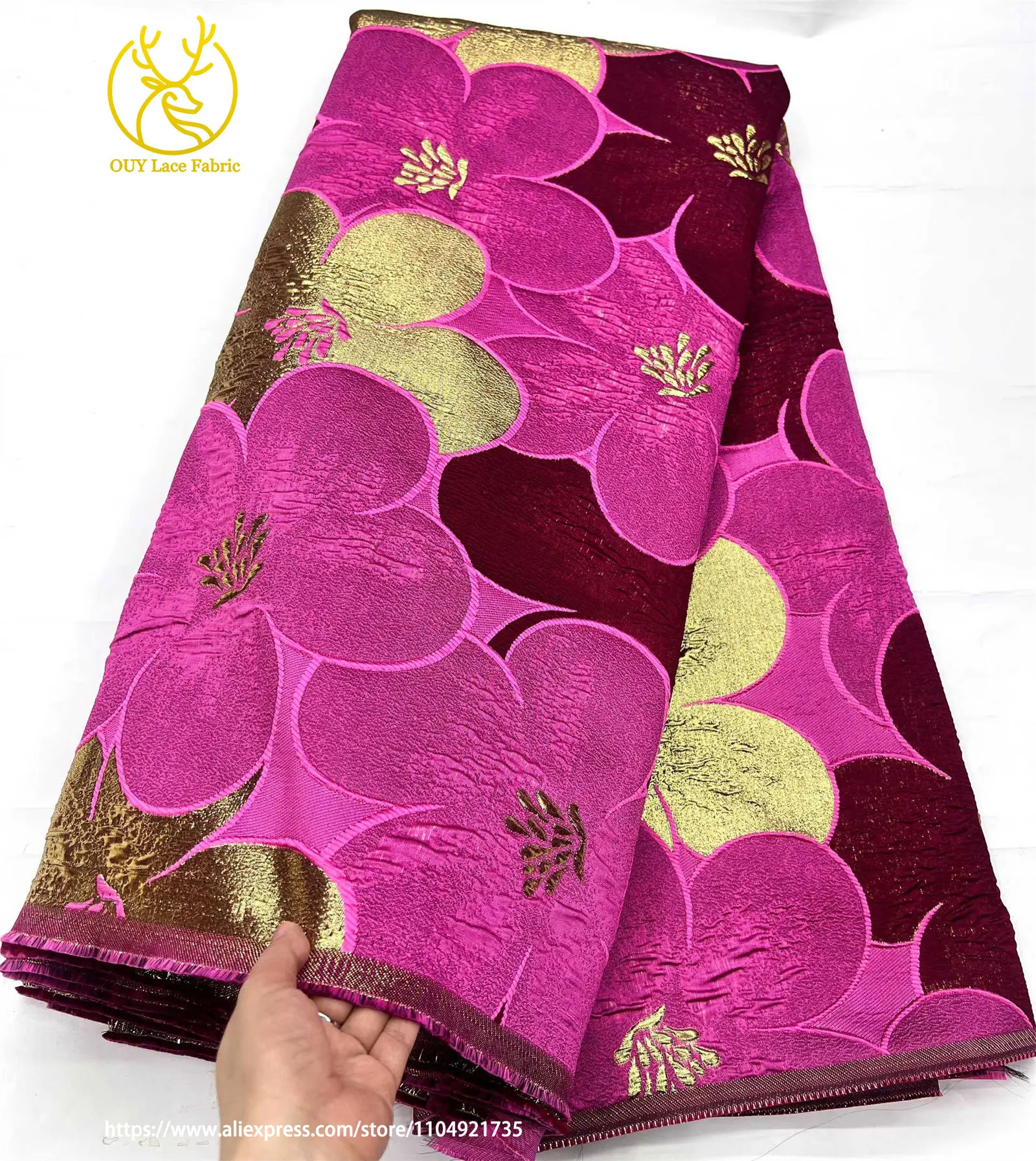 2026 Bestseller Afrikanischer Jacquard-Spitzenstoff 5 Yards Hochwertige Modische Französische Nigerianische Damenkleidung Nähstoffe – Detail 6