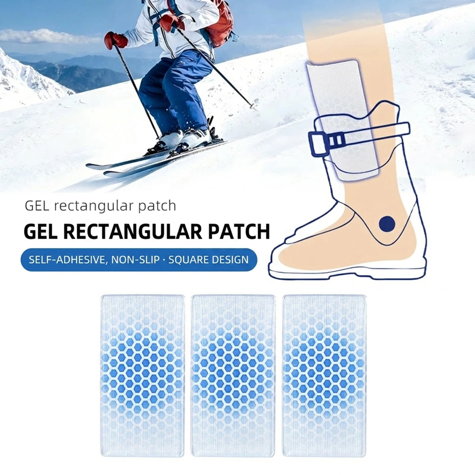 Ski Boot Pad Soft Silicone Gel Cushion for Adults Teens Anti Friction Shock Absorbing Liner Shin Calf Heel Protector Reusable
