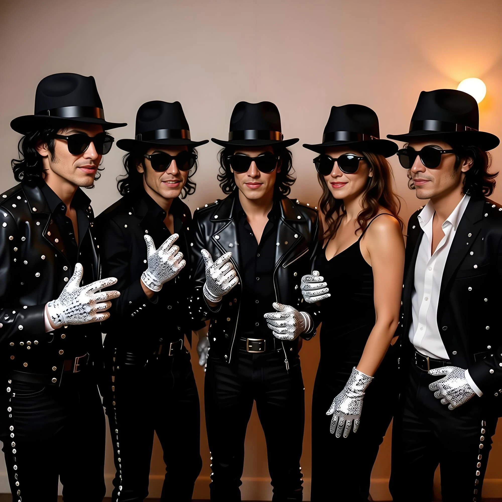 5 SET Funny Party stage performance Hats Classic Superstar Costume-Fedora Hat, Sequin Glove, and Sunglasses wholesale