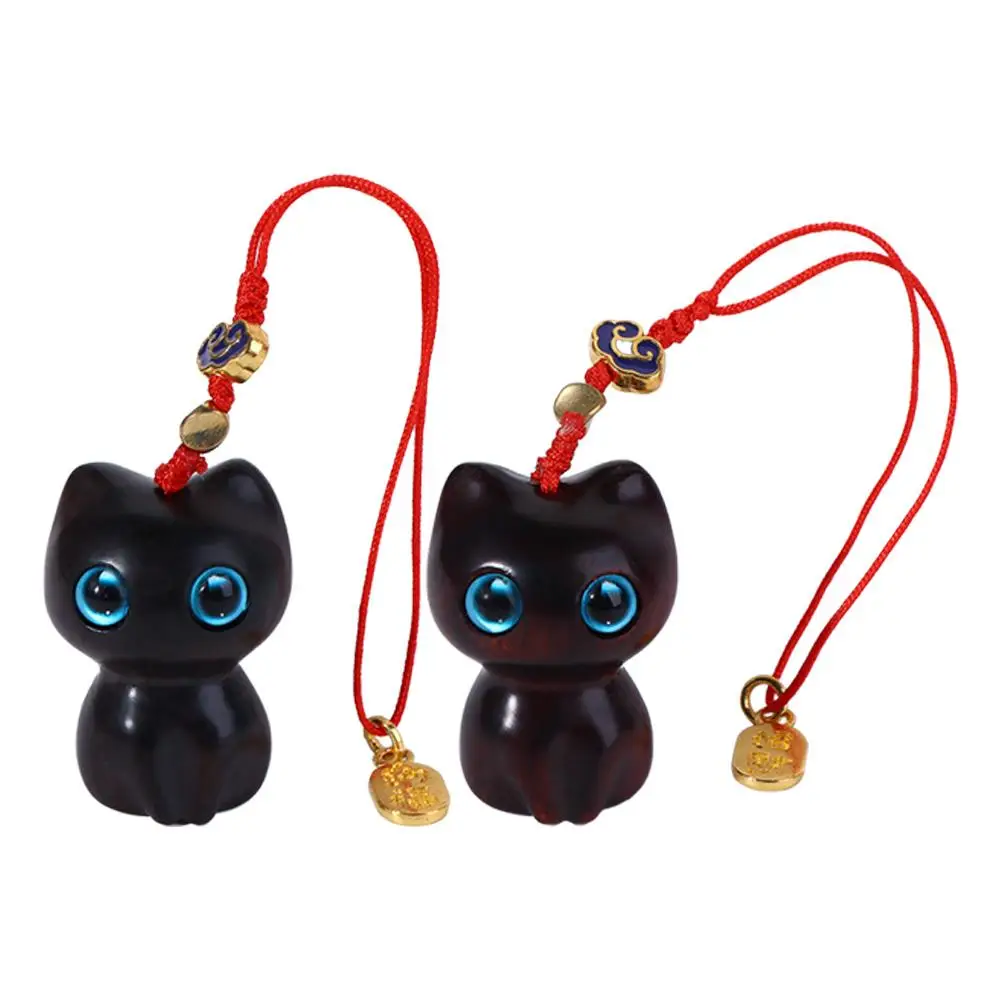 Accessories Wooden Key Chain Phone Charm Phone Chain Mobile Phone Lanyard Mobile Phone Strap Wooden Cat Keychain