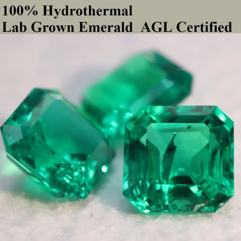 

100% Hydrothermal method Emerald Asscher Cut Lab Grown Colombia Green Gemstone for Diy Jewelry Making Selectable AGL Certificate