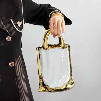 30吋高碎鑽圖案落地花瓶 - 銀色客廳裝飾花瓶 - 水晶鏡面乾燥花花瓶 8 best sales 手提包花瓶 - №4