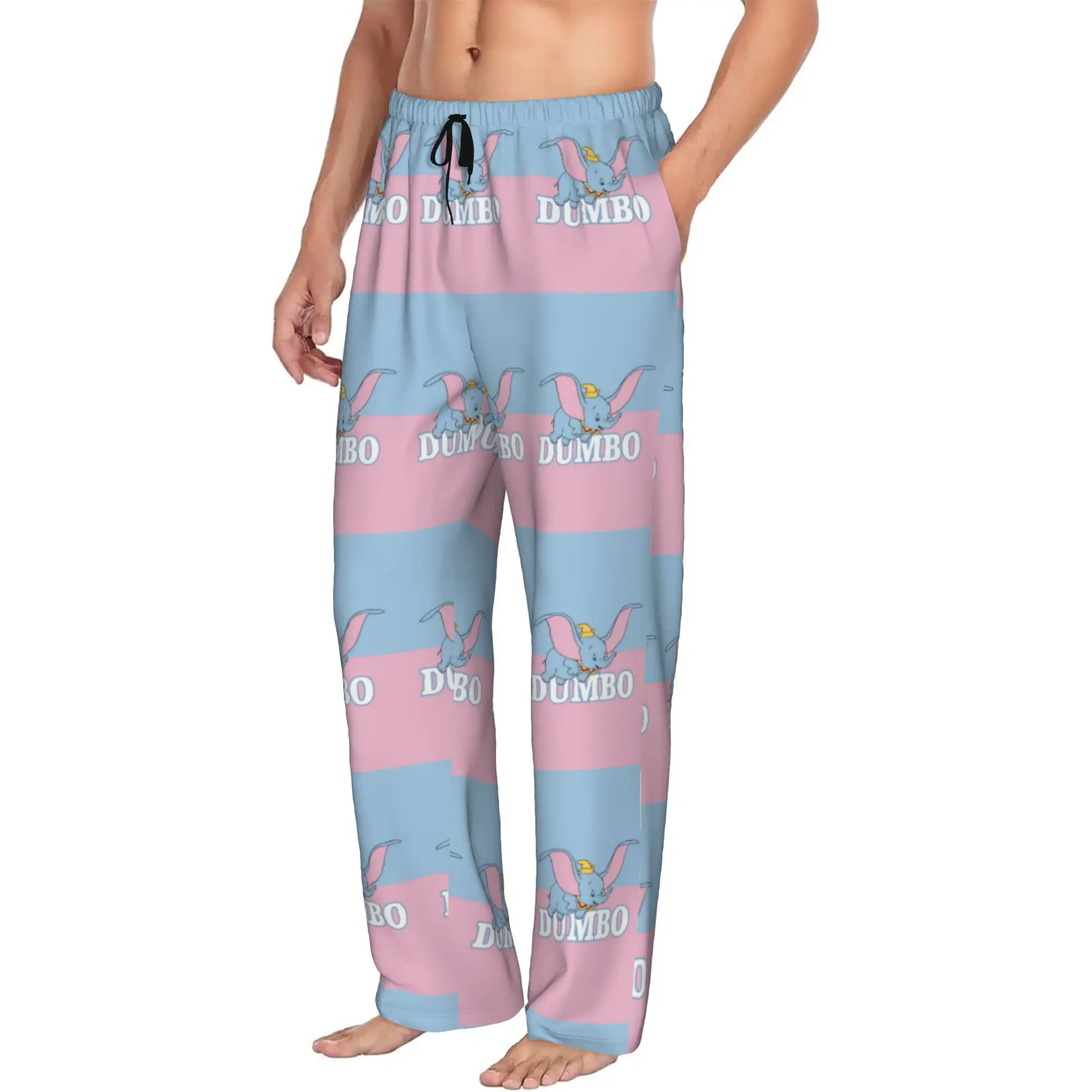 Custom D-Dumboes Cartoon Pajama Pants Men's Cute Elephant Lounge Sleep Stretch Sleepwear Bottoms with Pockets