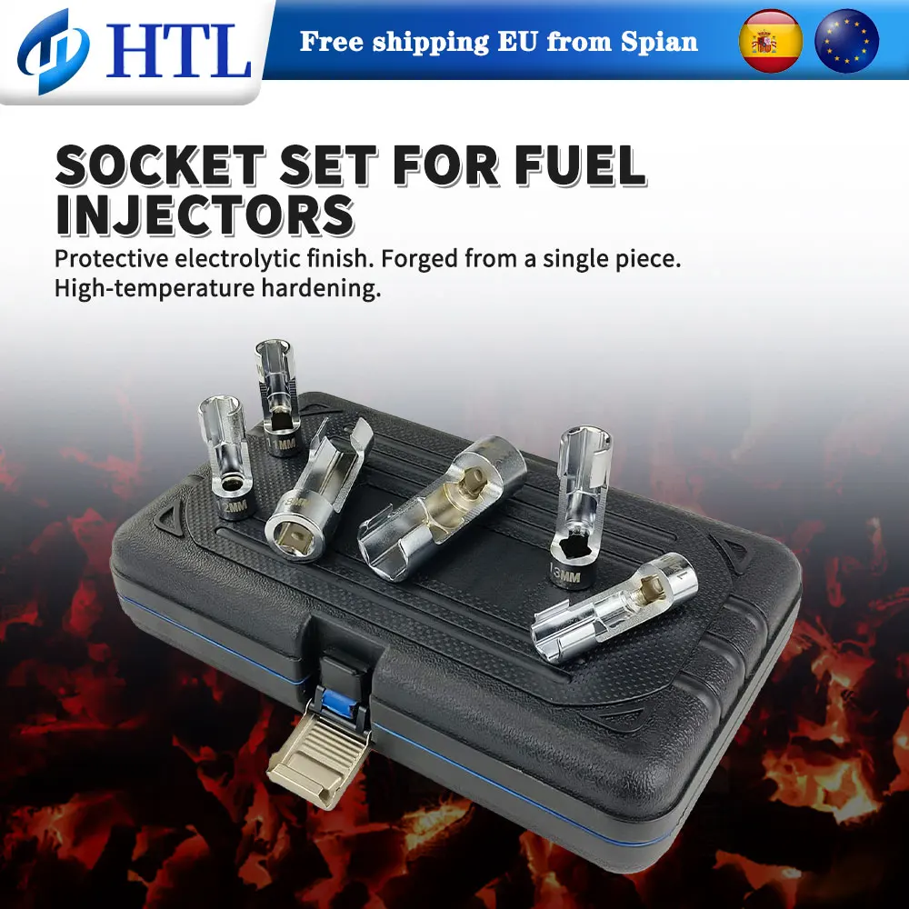 14-teiliges 5-Punkt-Flanschmutter-Steckschlüssel-Set 3/8" 1/2" Antrieb 8-22mm Kraftstoffleitung Injektor-Schlüssel für Temperatursensor Auto-Reparaturwerkzeug – Detail 3