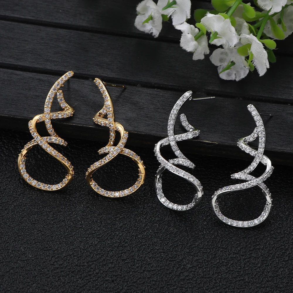 

Luxury irregular Multicolor Cubic Zirconia round Big Hoop Earrings for women Wedding Dubai Trendy E1663