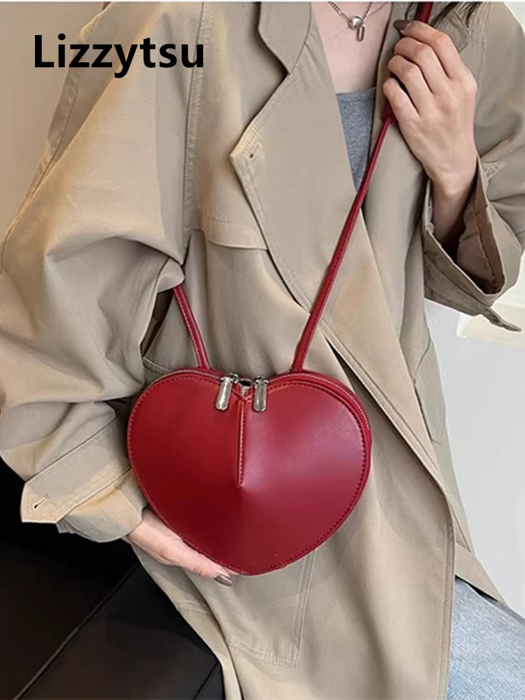 

Lizzytsu Vintage Casual Heart Shoulder Bags Women Streetwear Korean Easymatch Mini Bag Luxury Design Crossbody Bag