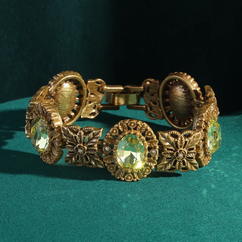 

Vintage Oval Citrine Yellow Crystal Bracelet Charms Woman Bohemian Jewelry Luxury Gold Color Accessories Mothers Day Gift 2025