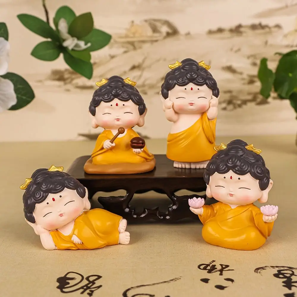 

Милые мини-статуины Будды Гуаньинь в китайском стиле, изделия из смолы, мультяшные фигурки Будды, нежные украшения Будды «сделай сам», домашний рабочий стол