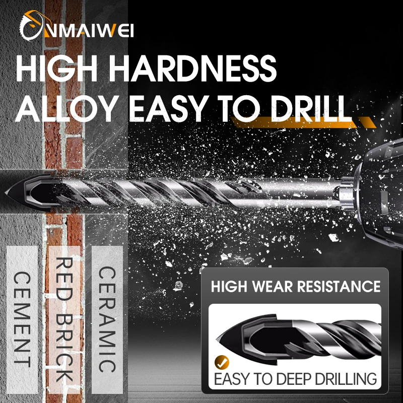 3-12mm Threaded Triangle Tungsten Steel Wall Tile Concrete Drilling Bit Household Marble Overlord Diamond Hand Electric Drill image 6