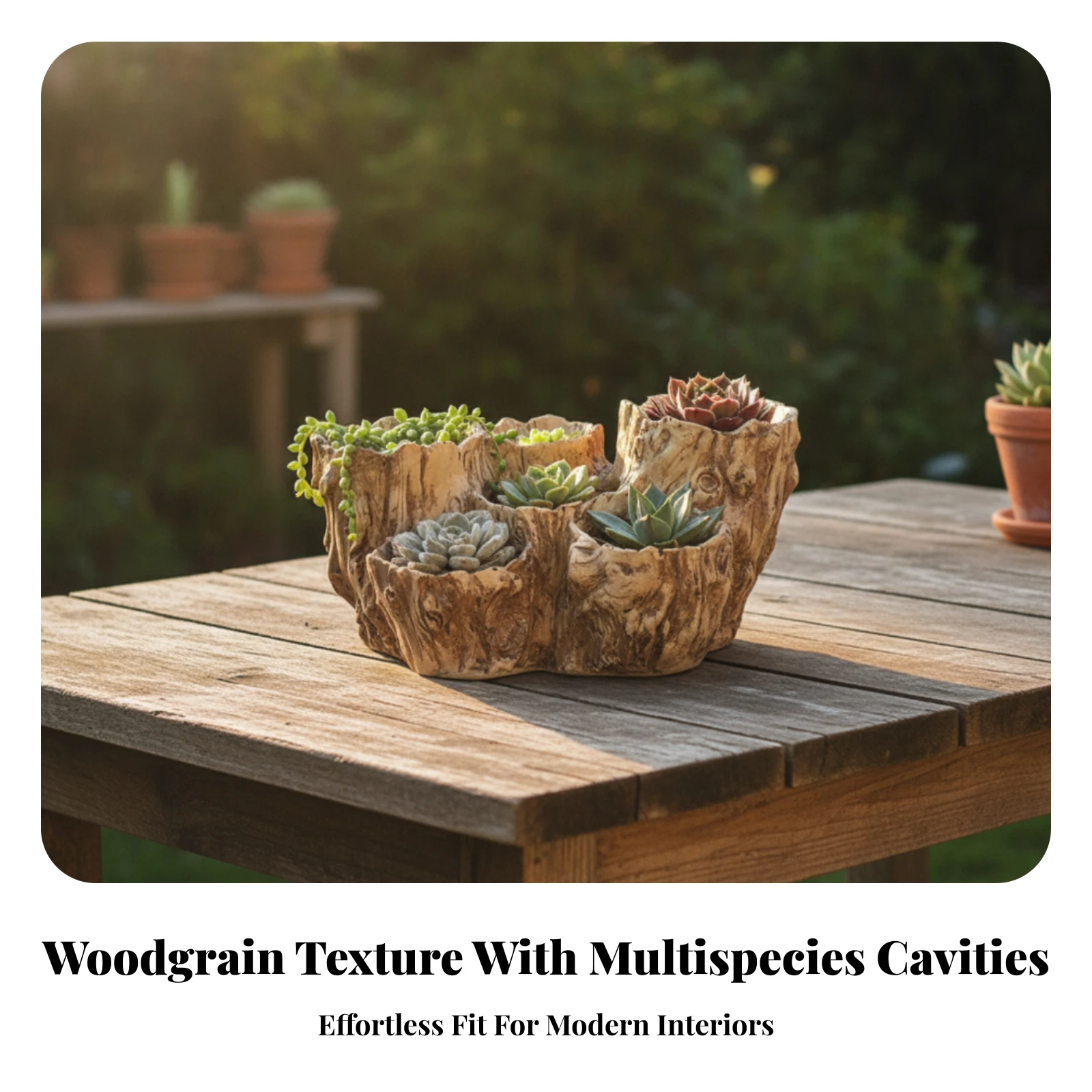 Tree Stump Planter Compact Stump Planter Multi-Opening Plant Pot Realistic Log-Like Pot Small for Succulent Lovers, Tabletop