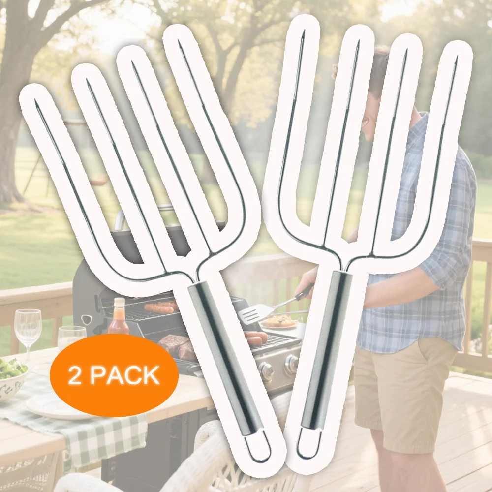 

2PCS Turkey Fork Heavy Duty Stainless Steel 4 Prong Roasting Fork for Thanksgiving and Holiday BBQ Professional BBQ Tool