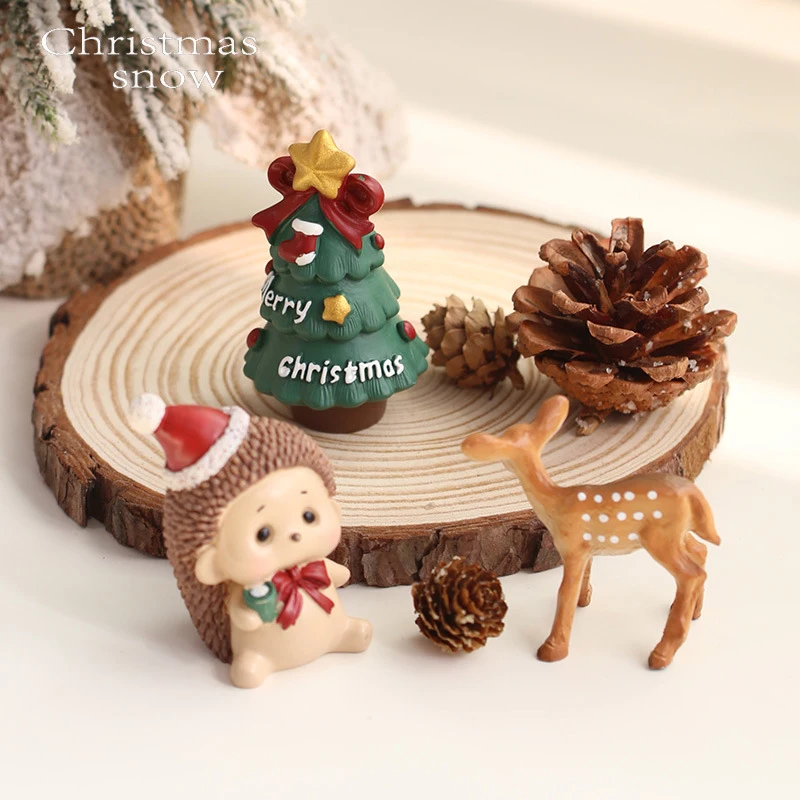 Weihnachtsdekorationen Mikrolandschaft Tischdekorationen Überraschungsbox Geschenk Weihnachtsmann Rentier Niedliche Dekoration für Auto-Innenräume – Detail 1