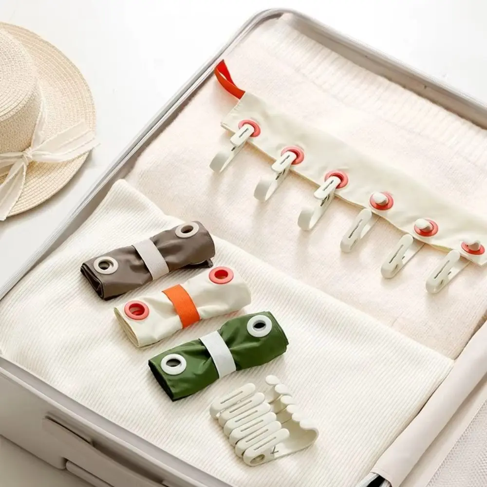 Removable Windproof Hanger 6 Holes 6 Clips Travel Clothes Drying Rack Space-Saving Portable Hanging Socks Organizer Bathroom Use