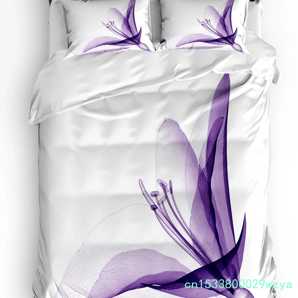 Art Bedding Set Comforter Duvet Cover Pillow Shams Hand Drawn Cherry Blossoms Fantasy Bridal Garden Bedding Cover Double Bed Set