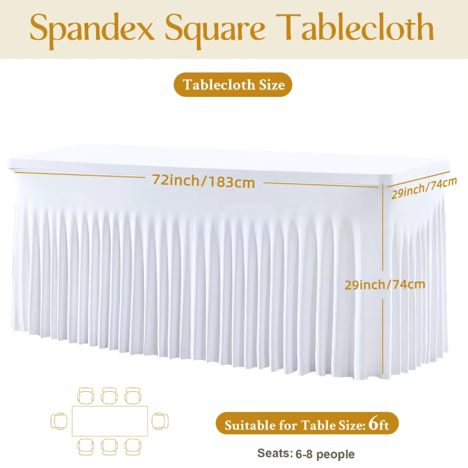 Elastic Tablecloth Rectangle Stretch Fitted Table Cover Wrinkle Resistant Polyester Spandex for Hotel Wedding Banquet Conference