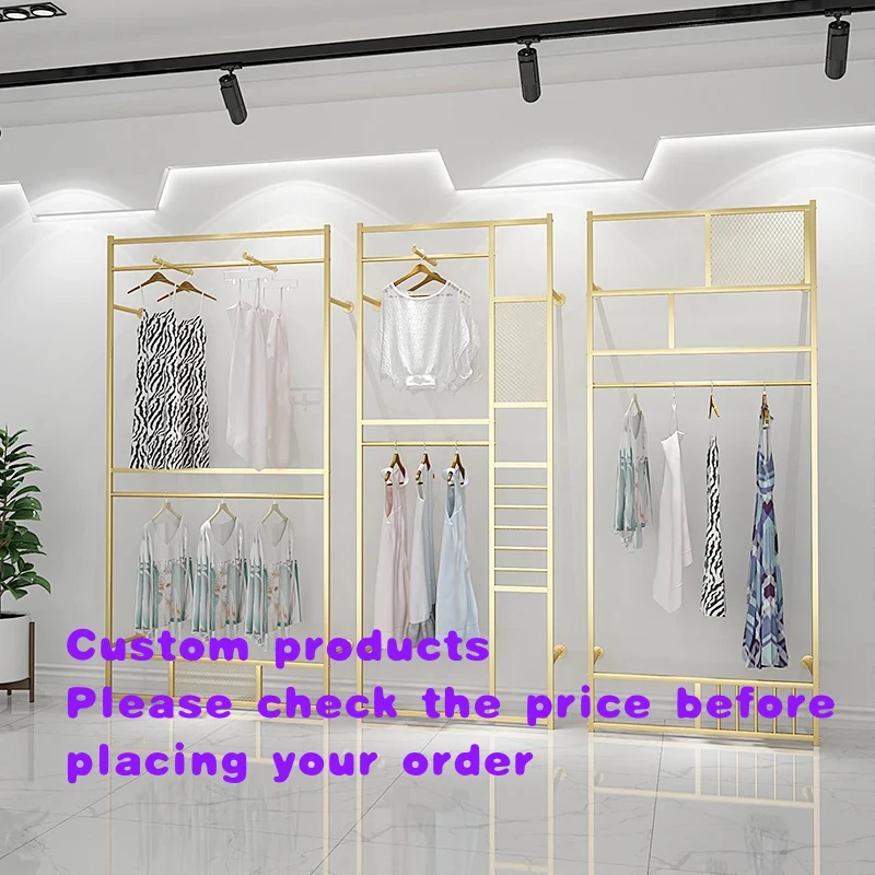 custom.Metal clothing storage rack wall-mounted ceiling women's clothing rack clothing display rack