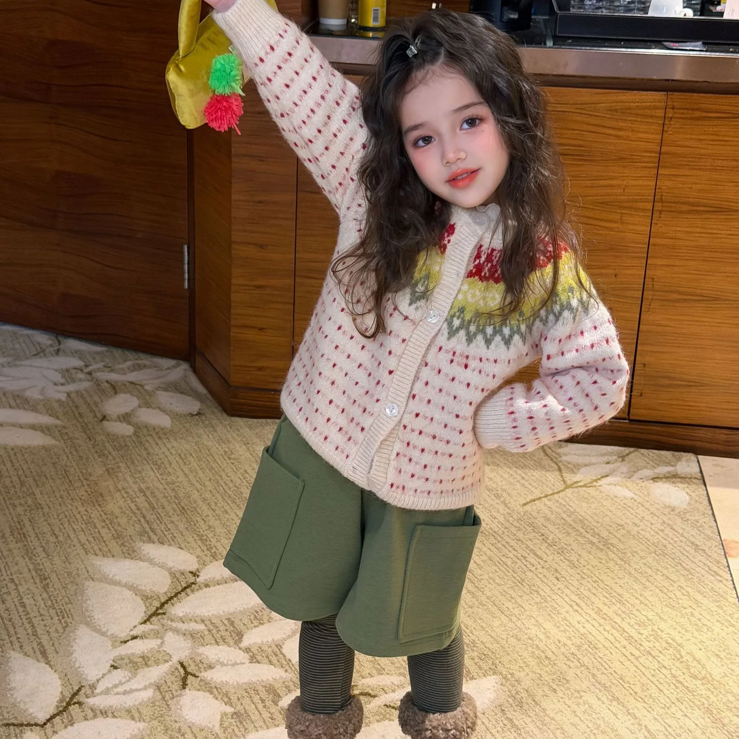 Children's Clothing 2026 Autumn New Item Children's Clothing Girls Retro Color Knitted Sweater Cardigan Autumn Sweater