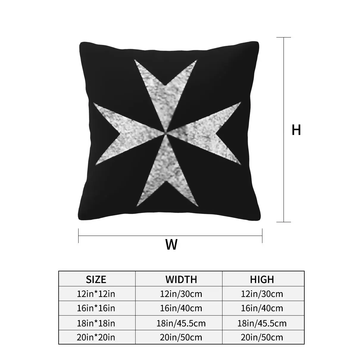 Maltese Cross Knights Hospitalier Malta Crusades Square Pillowcase Pillow Cover Cushion Comfort Throw Pillow for Home Bedroom