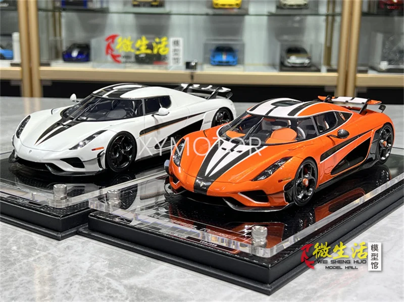 

FrontiArt 1/18 для Koenigsegg Regera Frontiart FA, литая под давлением модель автомобиля, белый/желтый/оранжевый, ограниченная коллекция 398, подарки, орнамент